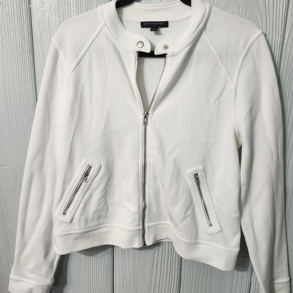 Banana Republic Women's White Bomber Jacket Size L